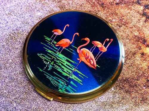 Flamingoes metallic blue